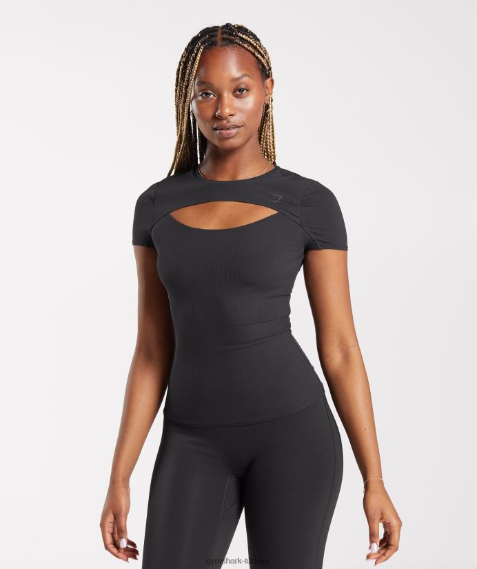 üst kısmı yükselt kadınlarGymshark siyah 02H048424