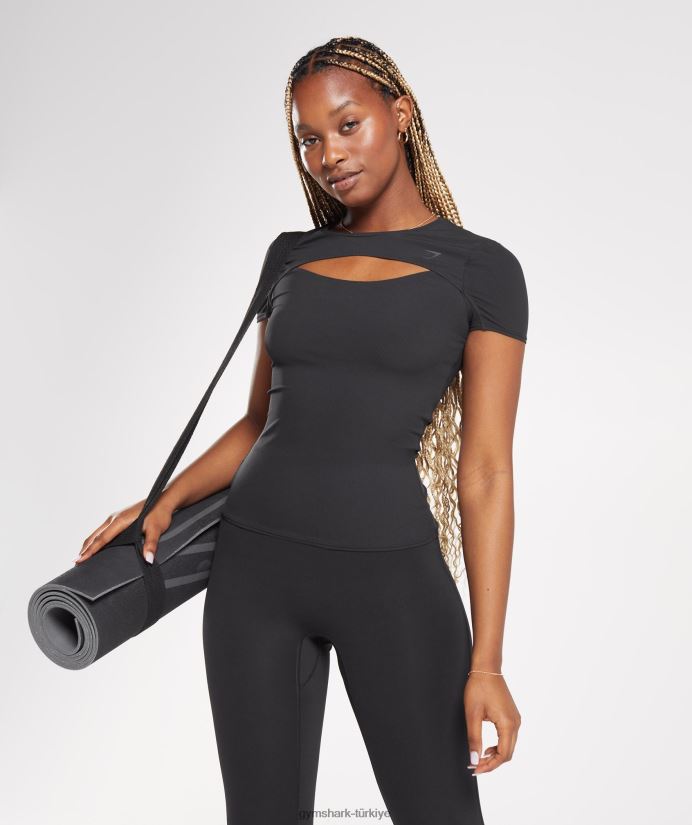 üst kısmı yükselt kadınlarGymshark siyah 02H048424
