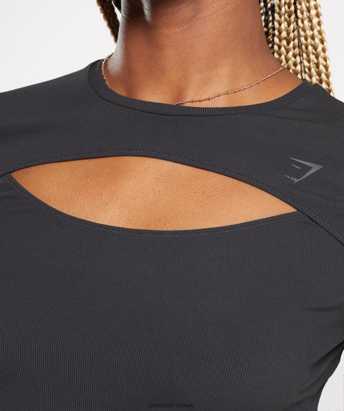 üst kısmı yükselt kadınlarGymshark siyah 02H048424