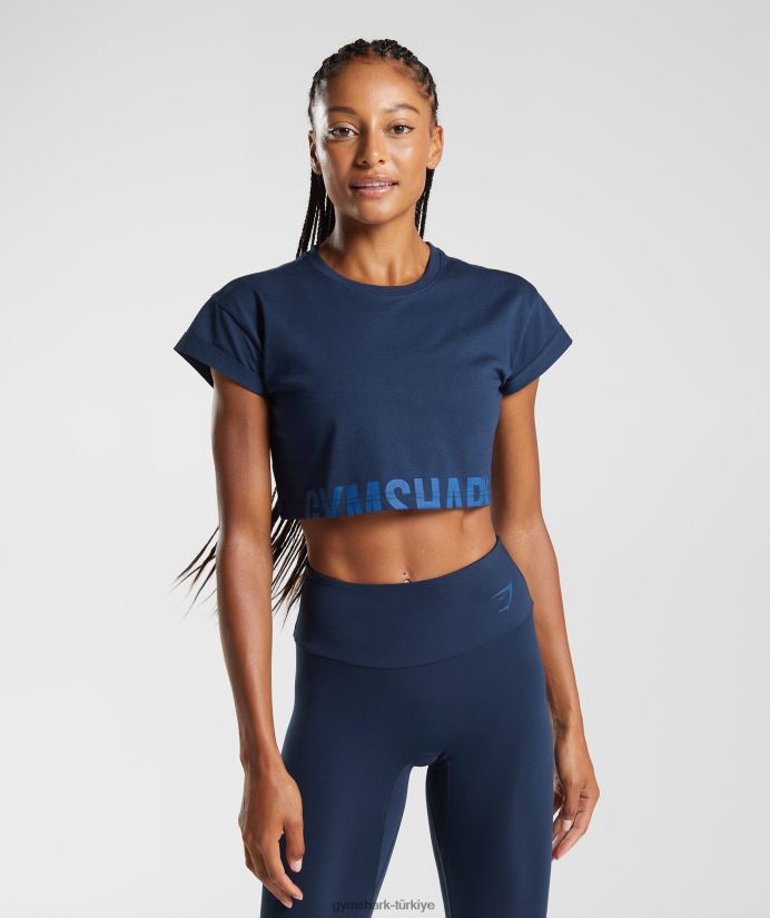 kesirli kırpma üst kadınlarGymshark Donanma 02H048487