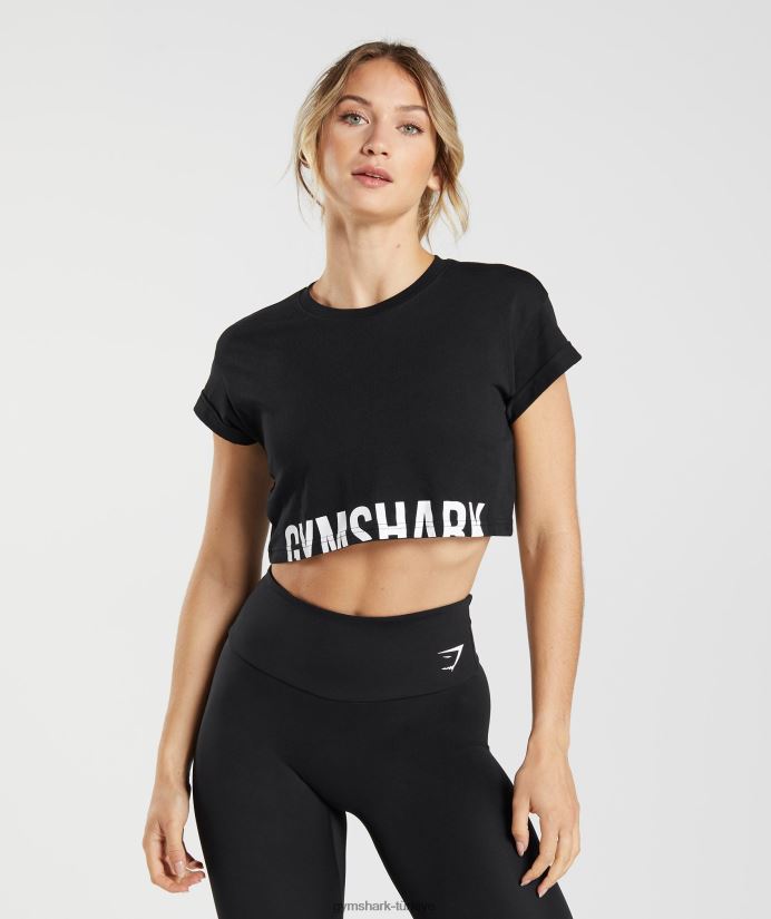 kesirli kırpma üst kadınlarGymshark siyah 02H048492