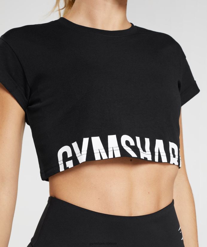 kesirli kırpma üst kadınlarGymshark siyah 02H048492