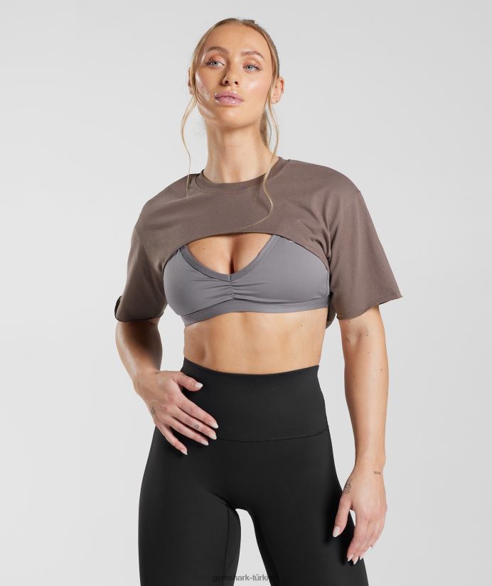 miras omuz silkme üst kadınlarGymshark yer mantarı kahverengi 02H048495