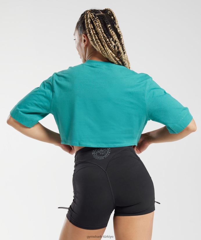 pamuklu kısa üst kadınlarGymshark mücevher yeşili 02H048450