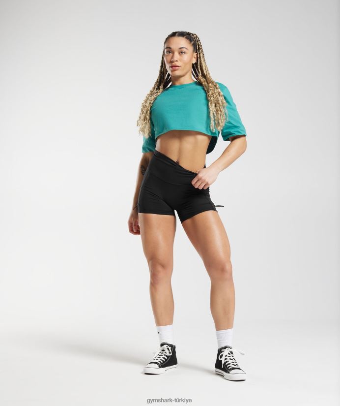 pamuklu kısa üst kadınlarGymshark mücevher yeşili 02H048450