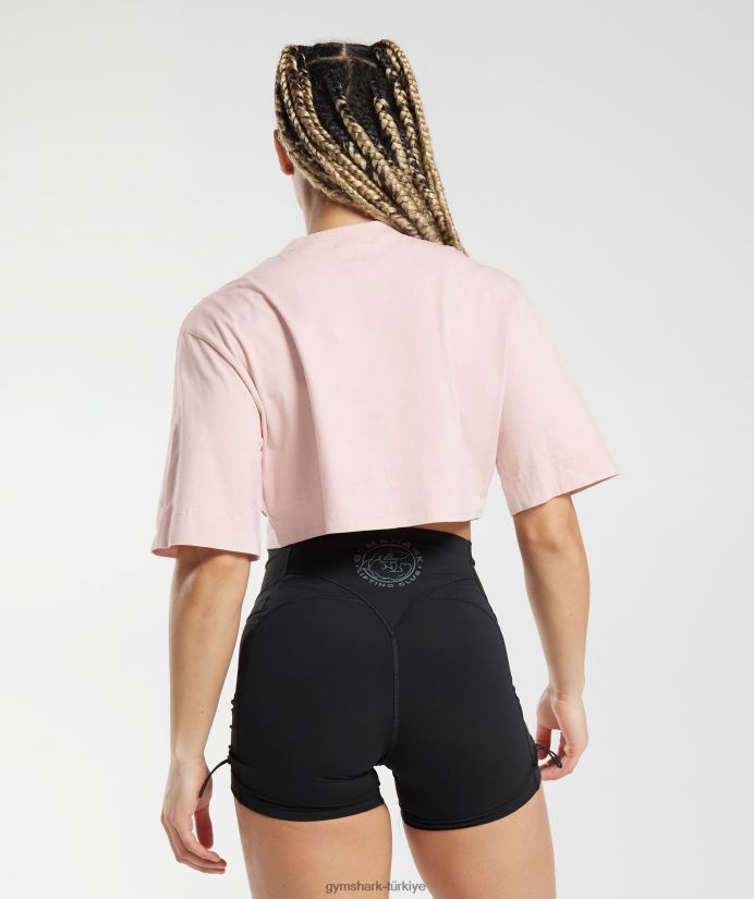 pamuklu kısa üst kadınlarGymshark puslu pembe 02H048463