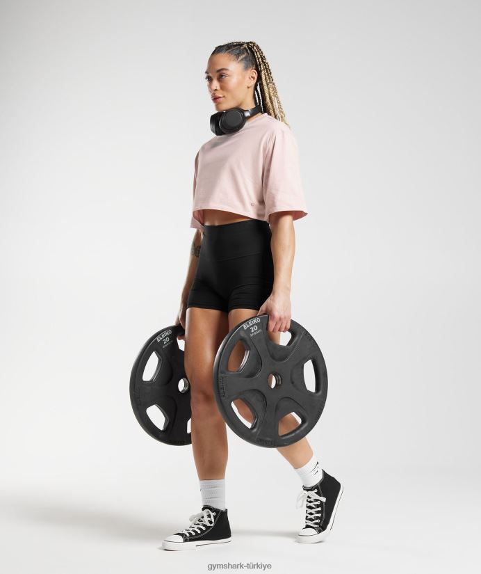 pamuklu kısa üst kadınlarGymshark puslu pembe 02H048463