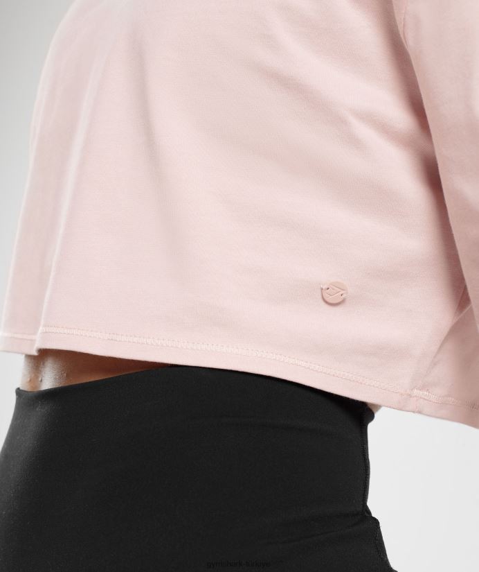 pamuklu kısa üst kadınlarGymshark puslu pembe 02H048463