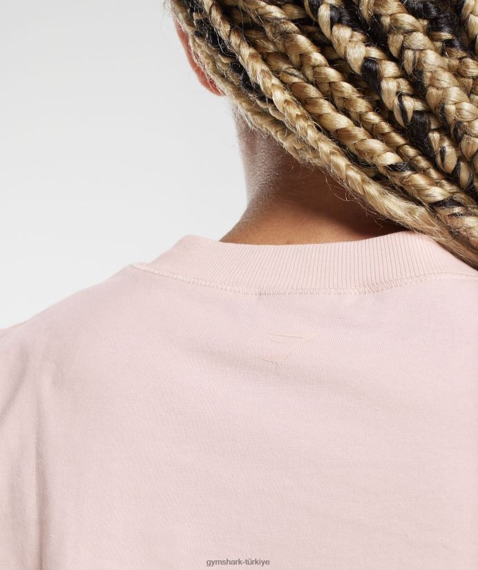 pamuklu kısa üst kadınlarGymshark puslu pembe 02H048463