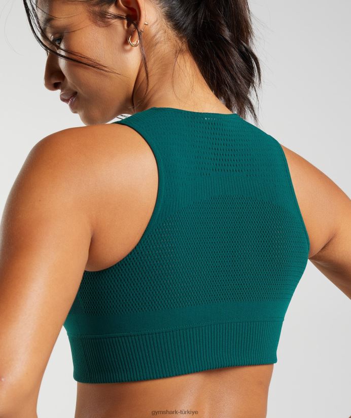 çözgü örgülü kısa üst kadınlarGymshark Ormanlık alan yeşili 02H048476