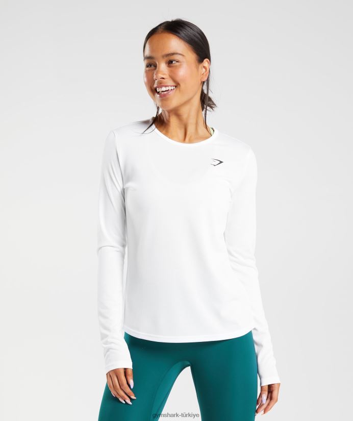 antrenman uzun kollu üst kadınlarGymshark beyaz 02H048493