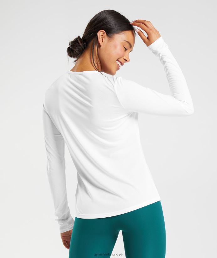 antrenman uzun kollu üst kadınlarGymshark beyaz 02H048493