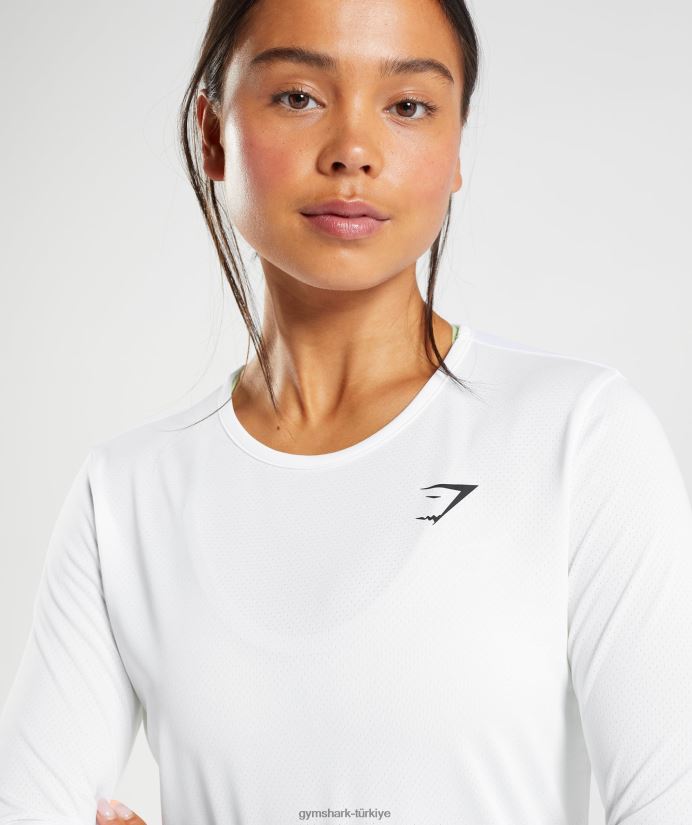 antrenman uzun kollu üst kadınlarGymshark beyaz 02H048493