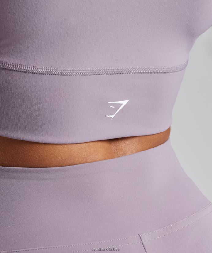 çapraz uzun kollu mahsul üst kadınlarGymshark kayrak lavanta 02H048442