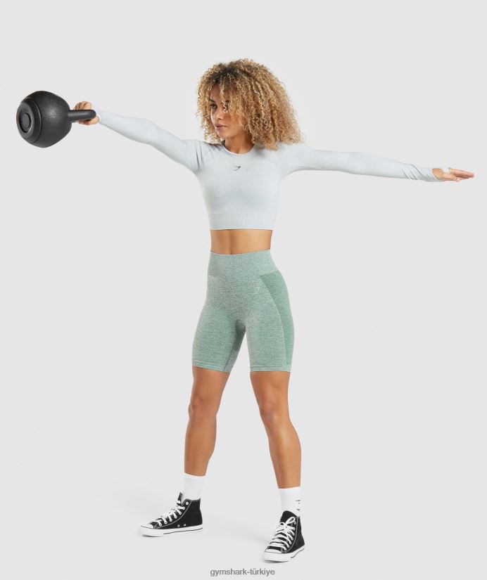esnek spor uzun kollu mahsul üst kadınlarGymshark açık gri marn 02H048479