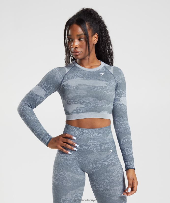 kamuflaj dikişsiz arka üst bağcığı uyarlayın kadınlarGymshark lav | nehir taşı grisi/akşam mavisi 02H048457