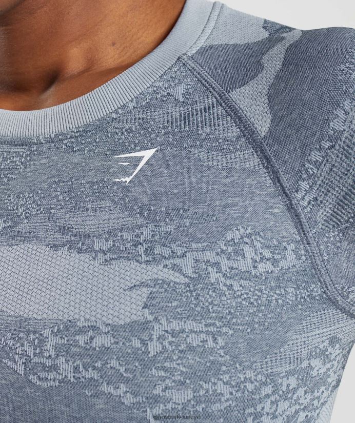 kamuflaj dikişsiz arka üst bağcığı uyarlayın kadınlarGymshark lav | nehir taşı grisi/akşam mavisi 02H048457
