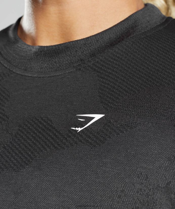 kamuflajlı dikişsiz uzun kollu üst kadınlarGymshark lav | siyah 02H048478