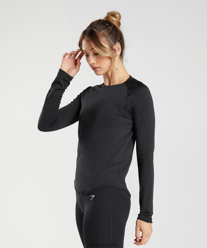 ter dikişsiz uzun kollu üst kadınlarGymshark siyah 02H048462