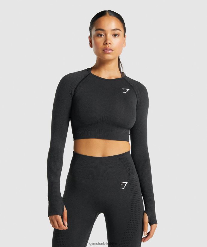 vital dikişsiz 2.0 uzun kollu kısa üst kadınlarGymshark siyah kırçıllı 02H048467
