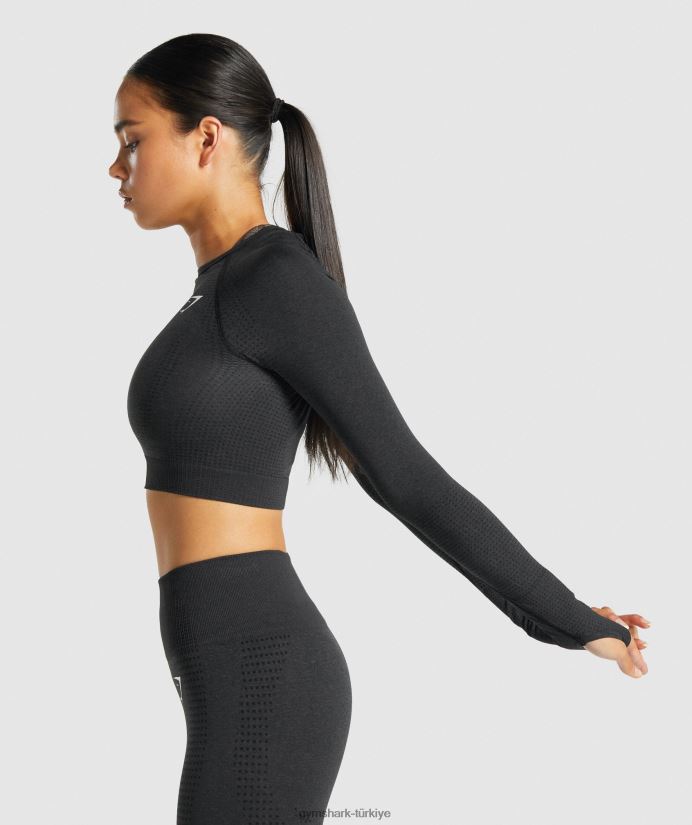 vital dikişsiz 2.0 uzun kollu kısa üst kadınlarGymshark siyah kırçıllı 02H048467