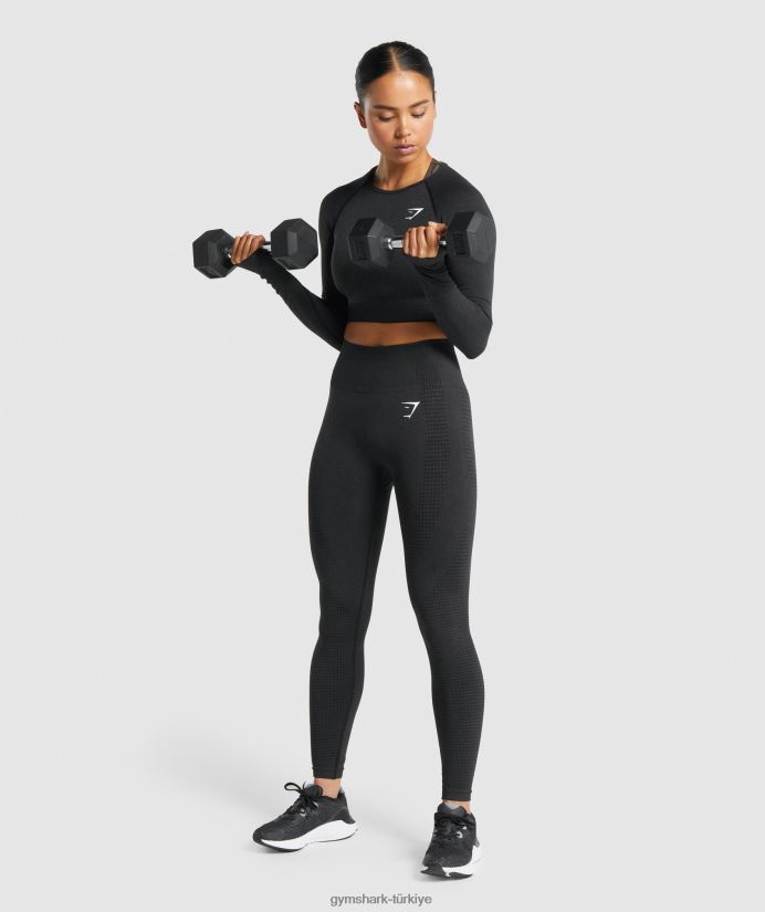 vital dikişsiz 2.0 uzun kollu kısa üst kadınlarGymshark siyah kırçıllı 02H048467