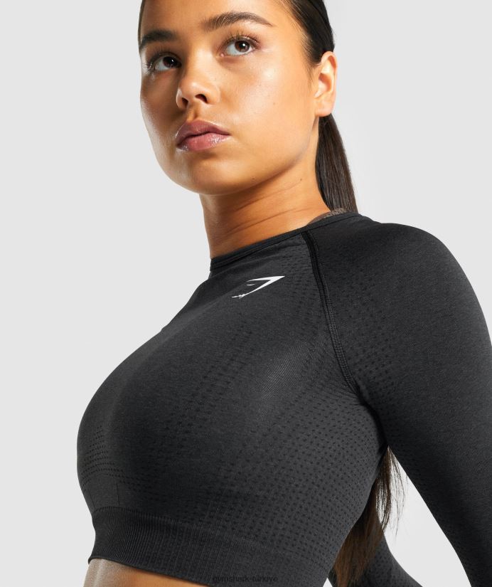 vital dikişsiz 2.0 uzun kollu kısa üst kadınlarGymshark siyah kırçıllı 02H048467