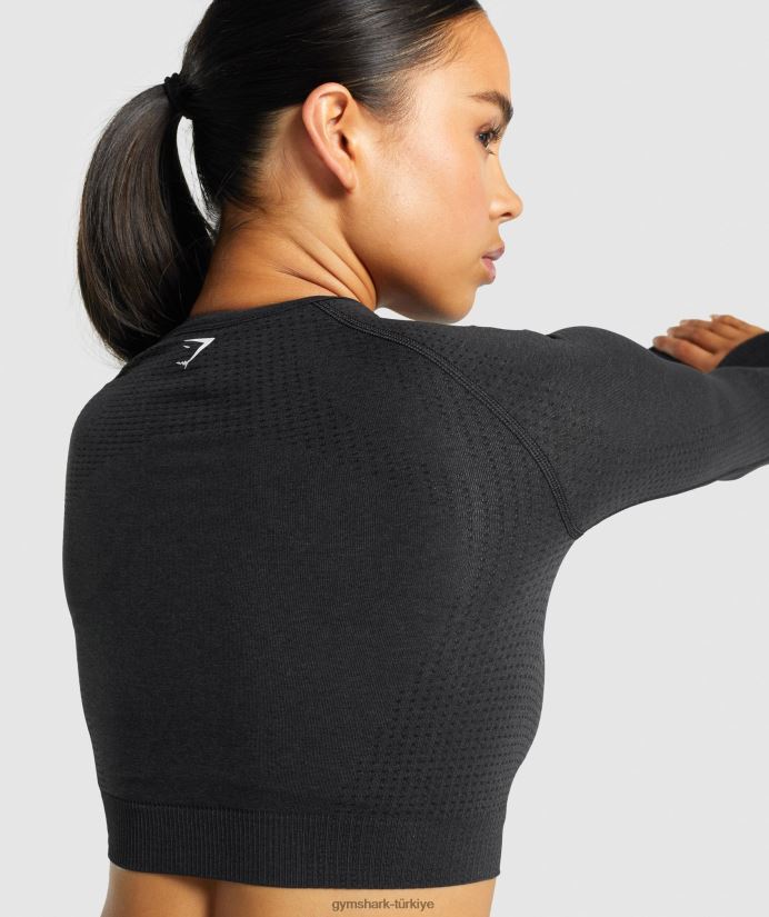 vital dikişsiz 2.0 uzun kollu kısa üst kadınlarGymshark siyah kırçıllı 02H048467