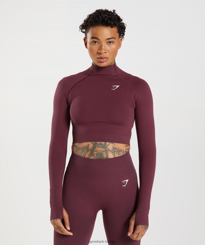 vital dikişsiz 2.0 yüksek boyunlu midi üst kadınlarGymshark pişmiş bordo marn 02H048471